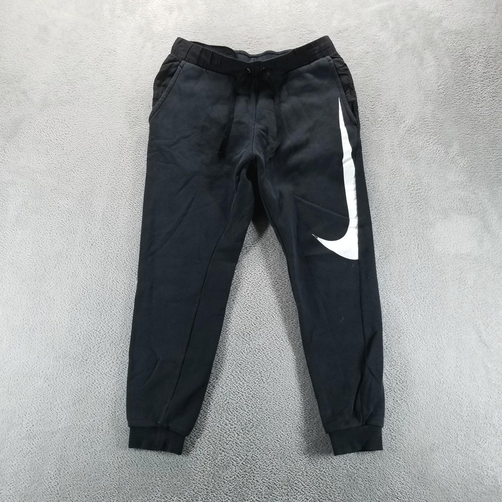 Nike Sweatpants Mens Small Black Fleece Joggers Big Swoosh Gym Workout